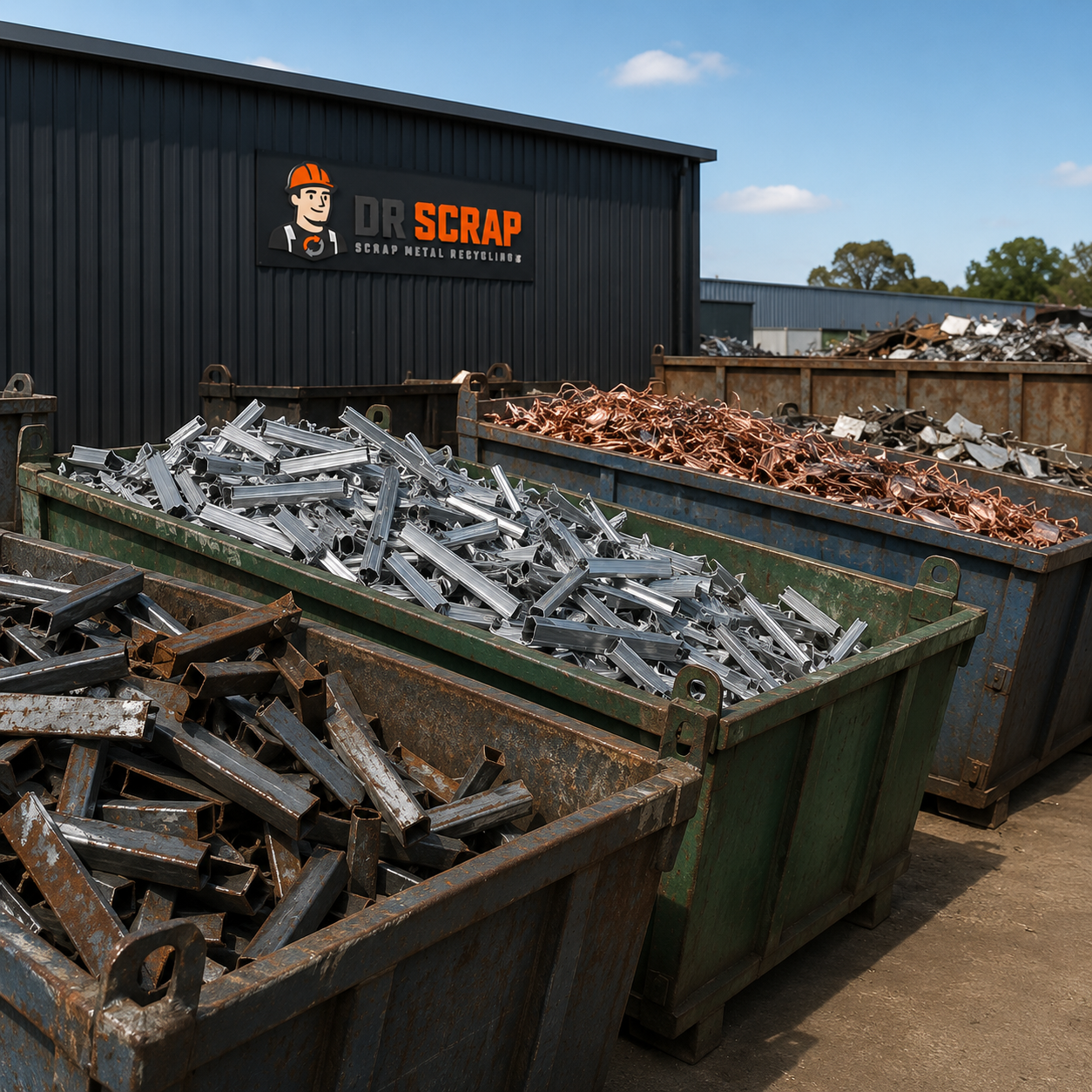 Metal bins at DR Scrap